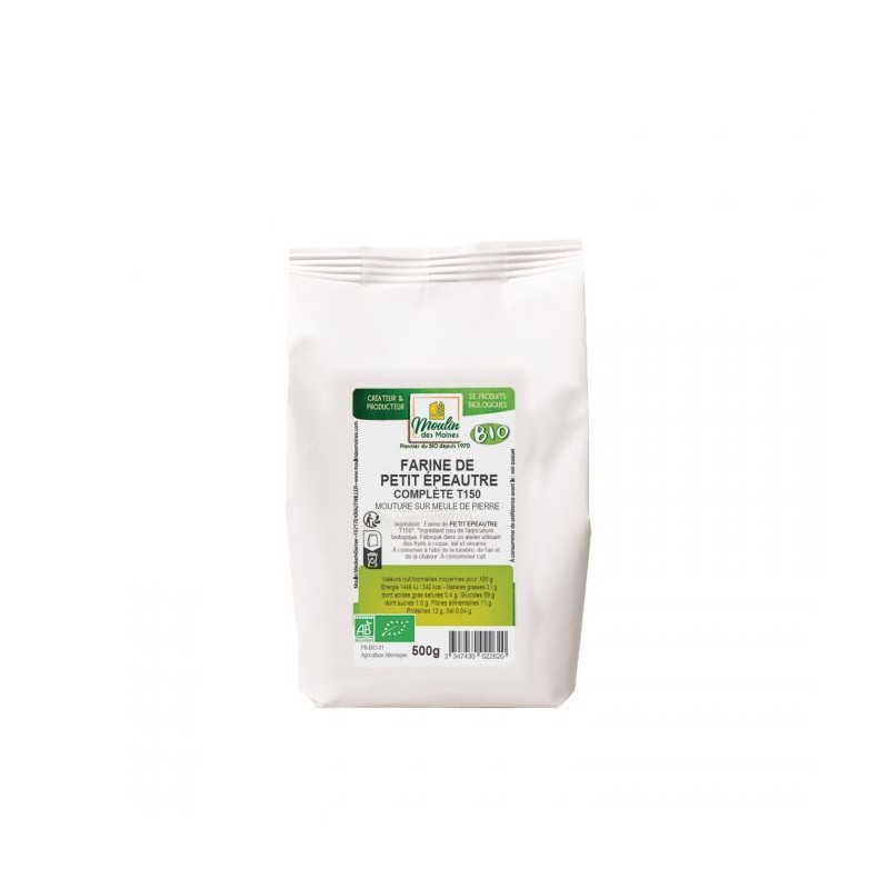Farine de petit épeautre complète T150 meule de pierre bio - 500g