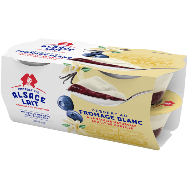 Fromage blanc à la vanille sur lit de myrtilles sauvages - Lot 4 x 125g