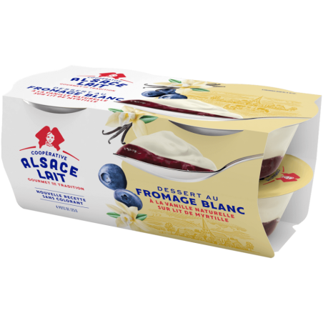 Fromage blanc à la vanille sur lit de myrtilles sauvages - Lot 4 x 125g