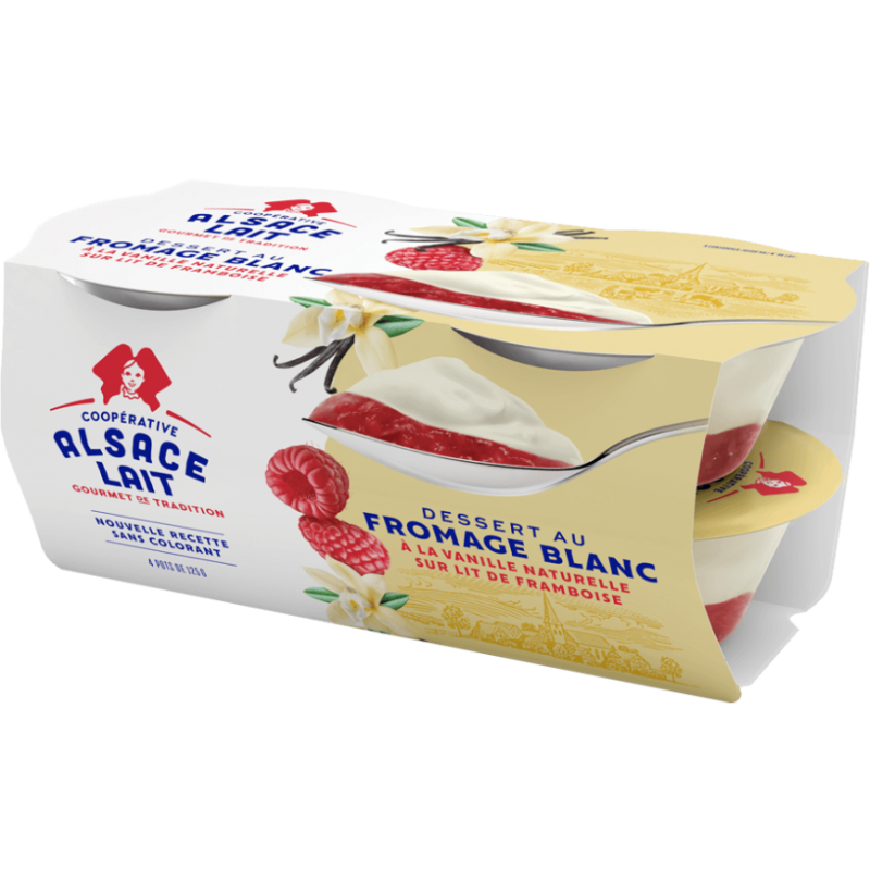 Fromage blanc à la vanille sur lit de framboise - Lot 4 x 125g