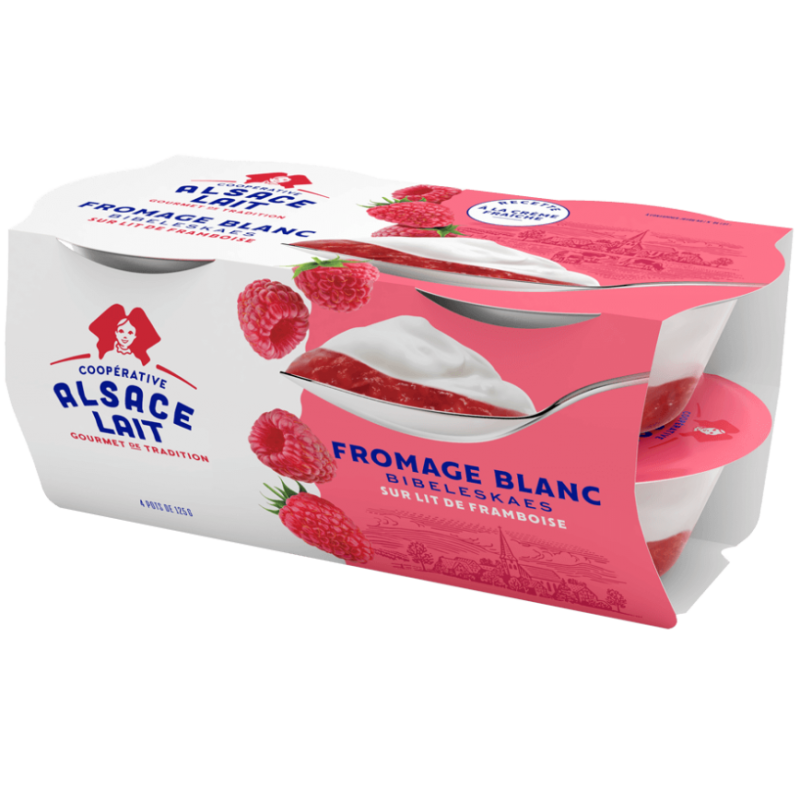 Fromage blanc "Bibeleskaes" sur lit de framboises - Lot 4 x 125g
