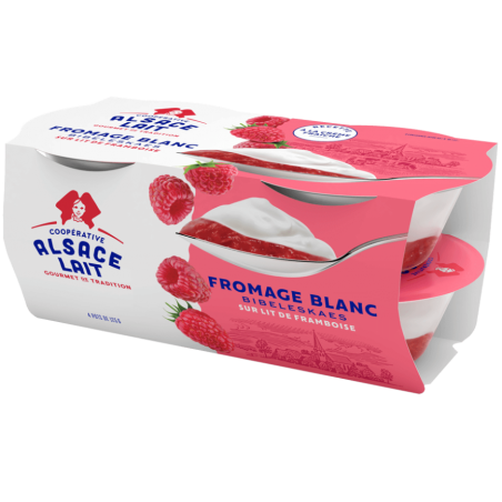 Fromage blanc "Bibeleskaes" sur lit de framboises - Lot 4 x 125g