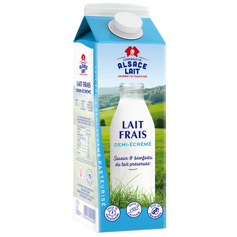 Lait UHT demi-écrémé - Alsace Lait - Brique 1L