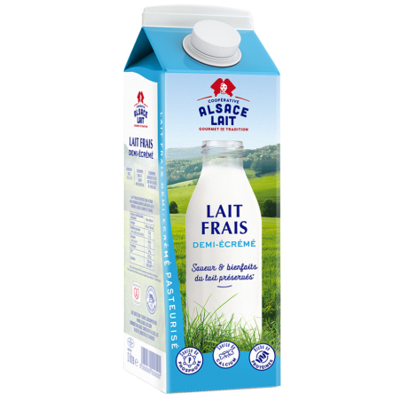 Lait UHT demi-écrémé - Alsace Lait - Brique 1L